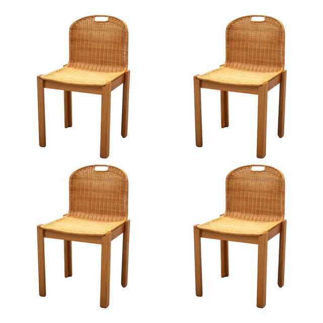 Vintage Wicker Chairs, 1970s, Set of 4 For Sale