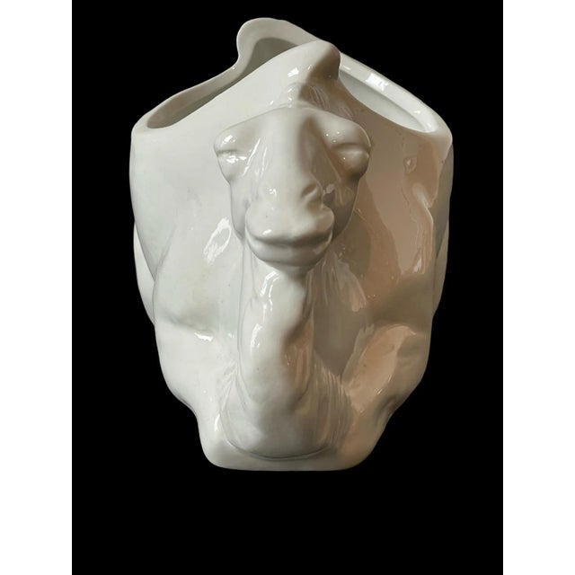 Glazed Porcelain Camel Open Back Vessels - a Pair For Sale - Image 9 of 13