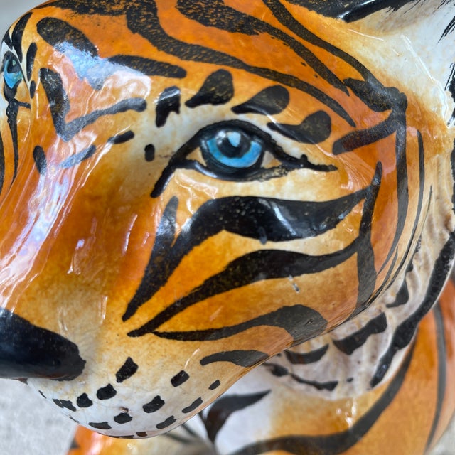 Large Vintage Tiger Ceramic From Italy For Sale - Image 4 of 12