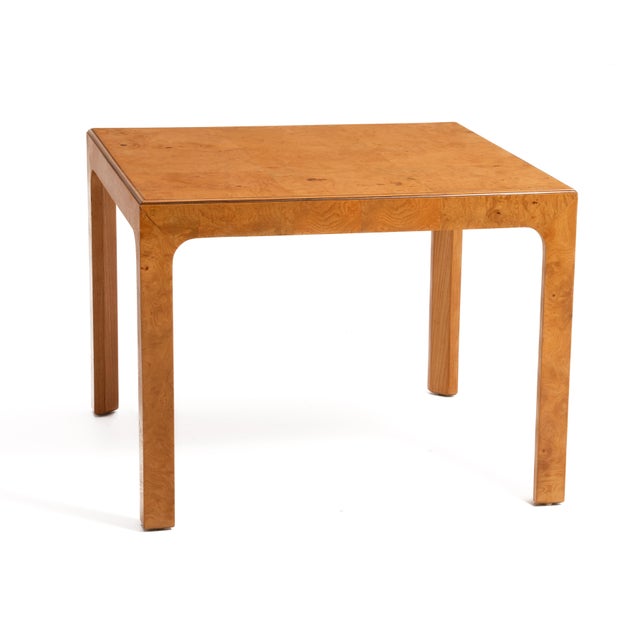 Henredon Henredon Scene Two Olive Burl Square Parsons Table Mid Century Baughman For Sale - Image 4 of 11
