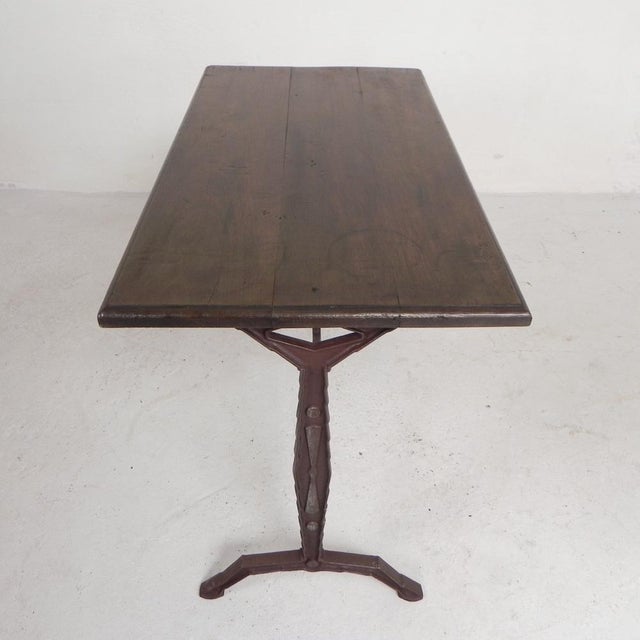 Bistro Table with Oak Top on a Cast Iron Frame, 1930s For Sale - Image 11 of 18