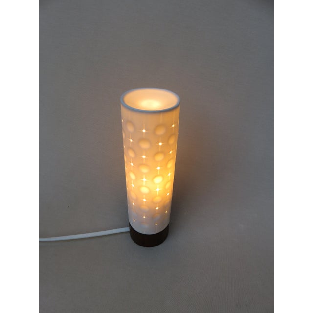 Brown Small Minimalist Wooden Table Lamps with Porcelain Shades from Wallendorfer Porzellanmanufaktur, 1960s, Set of 2 For Sale - Image 8 of 18