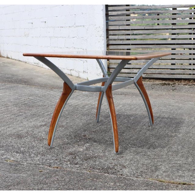 Vintage Italian Glass-Wood and Metal Dining Table For Sale - Image 9 of 18