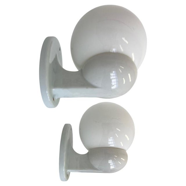 Bauhaus Porcelain and Glass Wall Lamps, 1930s, Set of 2 For Sale - Image 11 of 11