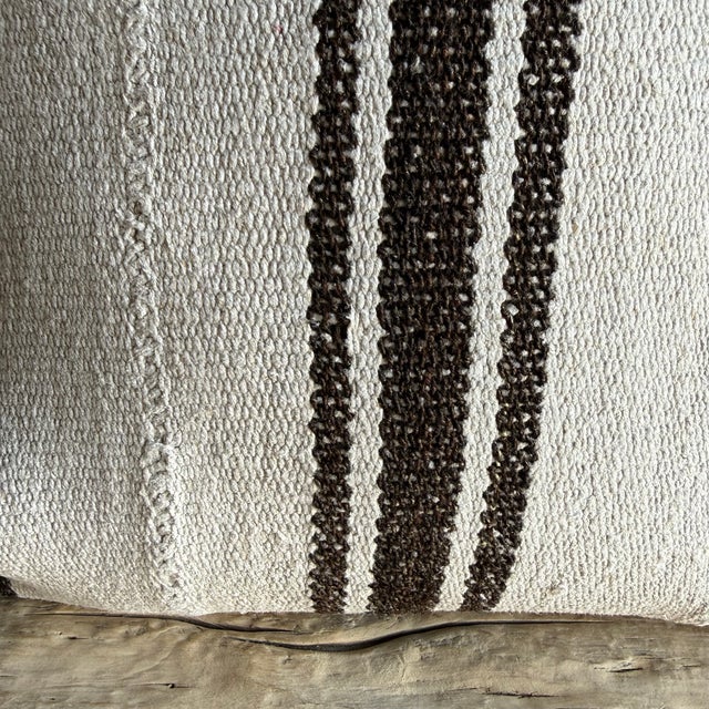 Vintage Rug Pillow Cover With Stripes For Sale - Image 4 of 7