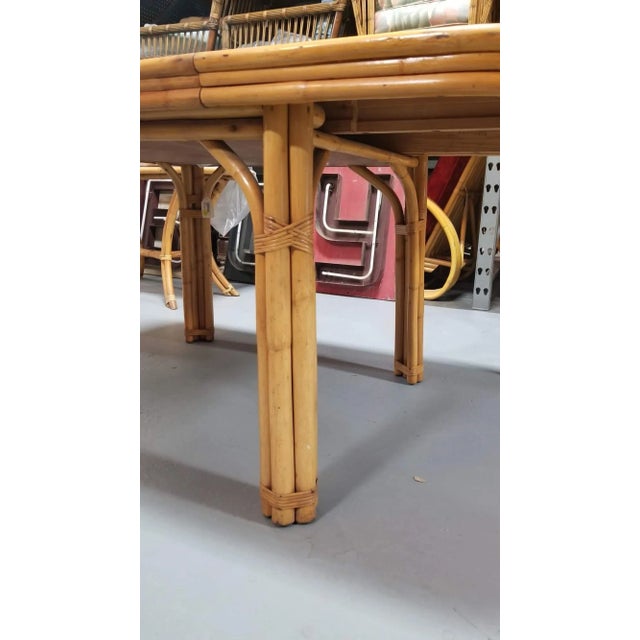 1950s Restored 4-Strand Legs Rattan Dining Table with Formica Top For Sale - Image 4 of 6