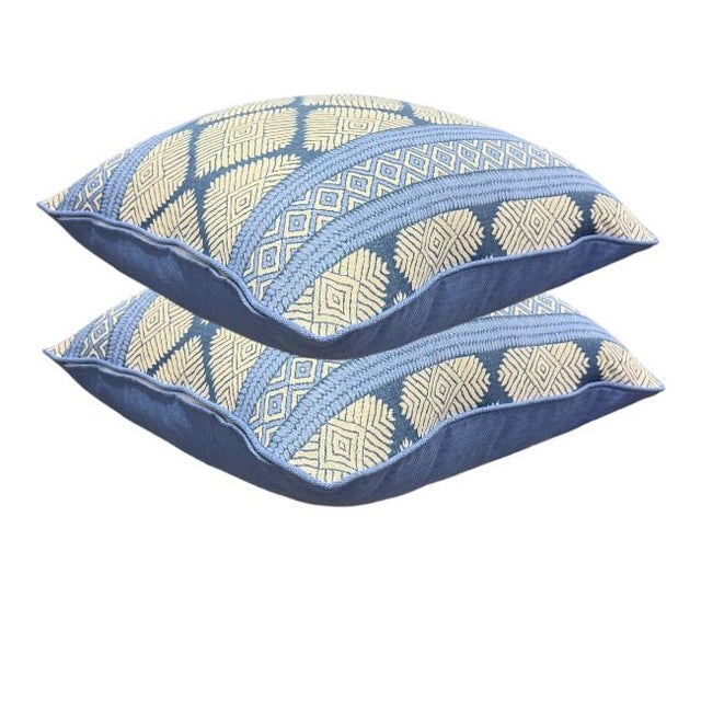 2020s Diamond Pattern Pillows 22'' Pair For Sale - Image 5 of 5