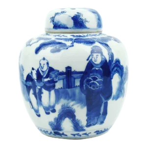Antique 19th Century Chinese Qing Dynasty Blue and White Ginger Jar With Kangxi Mark