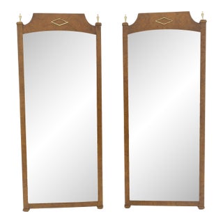 Pair of Hollywood Regency Burl Wood 33x55 Rectangle Wall Mirrors MINT For Sale