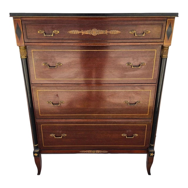 Rway Mid Century French Empire Highboy Dresser For Sale