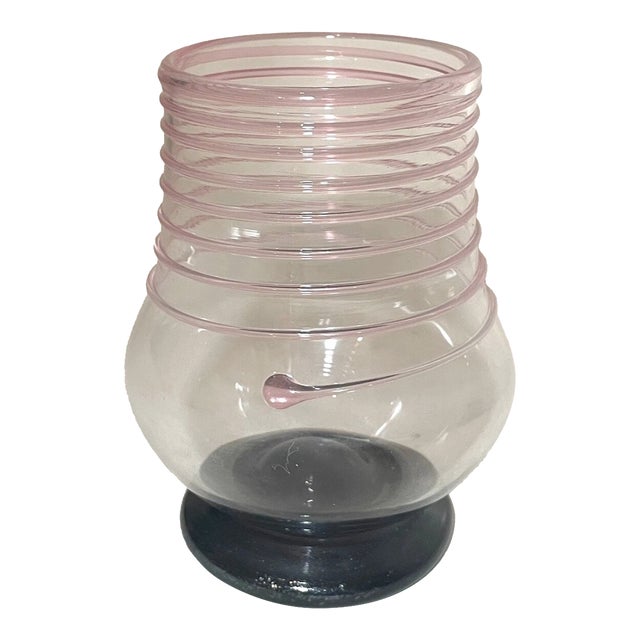 Vintage Hand Blown Studio Art Glass 5th Street Glass Ltd. Wine Glass Goblet Cup For Sale