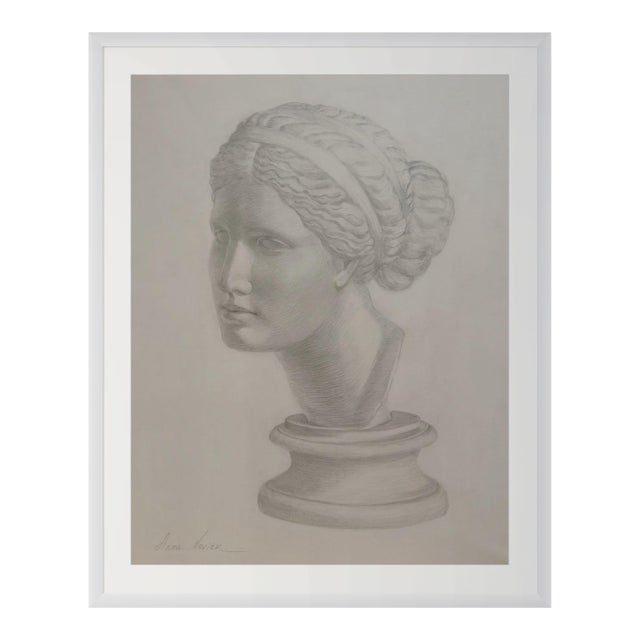 “Venus De Milo” Original Classic Head Drawing Pencil on Paper by Anna Novick For Sale