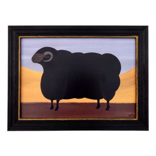 Matt Rix, Naive Style Prize Black Ram, Print, Framed For Sale