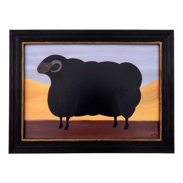 Matt Rix, Naive Style Prize Black Ram, Print, Framed For Sale