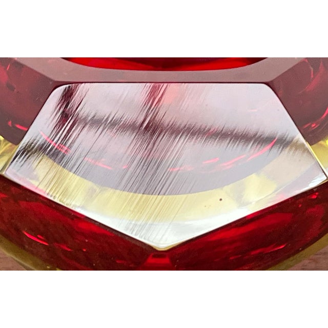 Vintage Italian Red and Yellow Sommerso Murano Glass Bowl, 1970s For Sale - Image 13 of 18