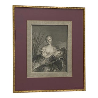 Antique European School Engraving Portrait of a Woman With Water Jug For Sale