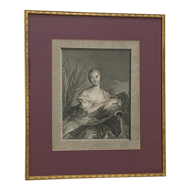 Antique European School Engraving Portrait of a Woman With Water Jug For Sale