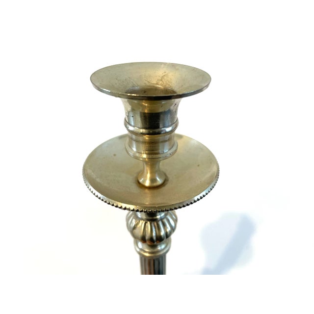 1970s Neoclassical Style Silver Plated Pair of Candleholders For Sale - Image 4 of 7