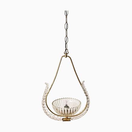 Murano Glass and Brass Flower Pendant Light from Barovier, Italy, 1940s For Sale - Image 13 of 13