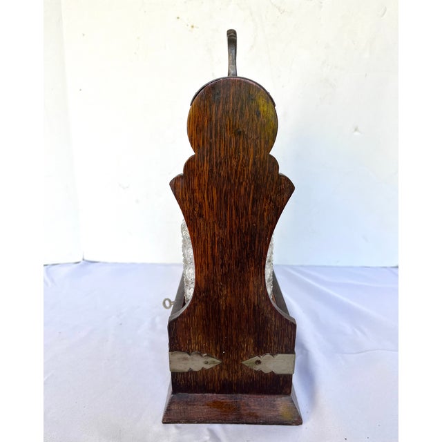 Antique Late 1800s English Oak Two Decanter Tantalus with Key - 4 pcs For Sale - Image 12 of 12