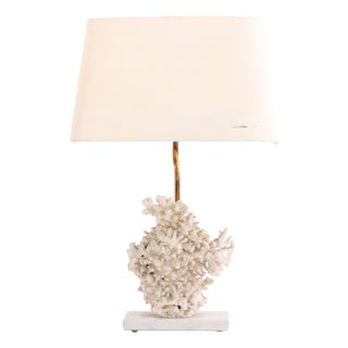 Genuine Coral Table Lamp on Marble Base, C. 1980 For Sale