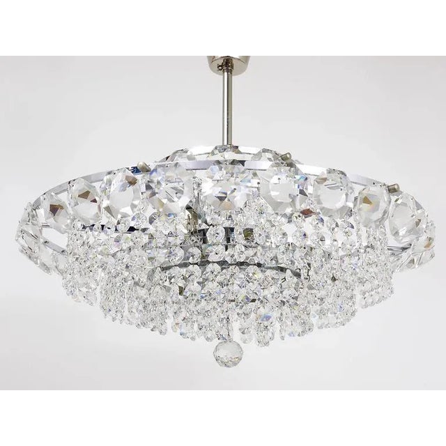 Chandelier with Diamond-Shaped Crystals from Bakalowits & Söhne, Austria, 1950s For Sale - Image 4 of 11