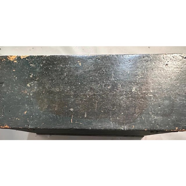 19th Century Dark Green-Blue Painted Maritime Sea Chest / Trunk, Ship John Speark, Rockland Maine For Sale - Image 11 of 12