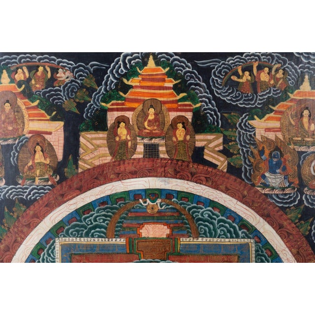 Late 19th Century Tibetan Buddhist Mandala Thangka Painting of the Meditation Buddha, Framed For Sale In Denver - Image 6 of 10