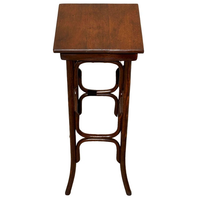 1900 - 1909 Vienna Secession Bent Oak Pedestal Tall Side Table Plant Stand Attributed to Thonet For Sale - Image 5 of 8