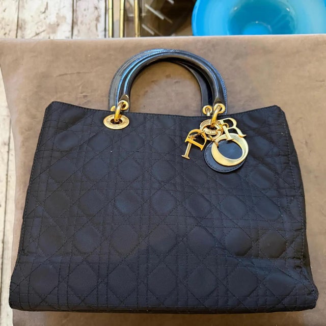 21st Century Black Fabric and Leather Large Lady Dior Bag by Christian Dior For Sale - Image 14 of 18