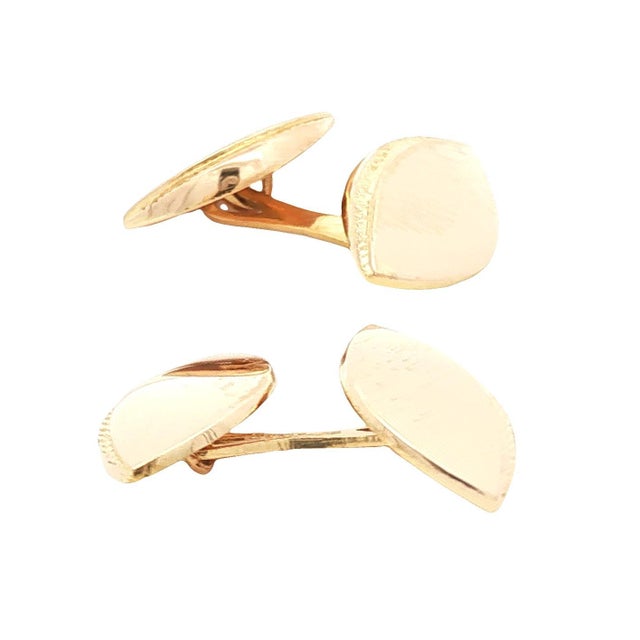 Contemporary Mid 20th Century 18k Yellow Football Shaped Two Sided Cufflinks For Sale - Image 3 of 3