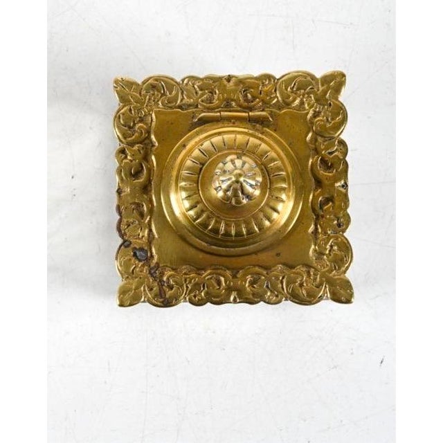 19th Century Antique Rococo Style Square-Cut Crystal and Brass Inkwell For Sale - Image 5 of 7