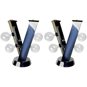 Chrome and Brass Cityscape Style Lamps - a Pair