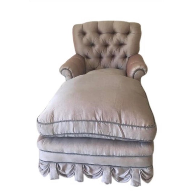 1940s Vintage Hollywood Regency Lavender Shagreen Silk Chaise For Sale - Image 13 of 13