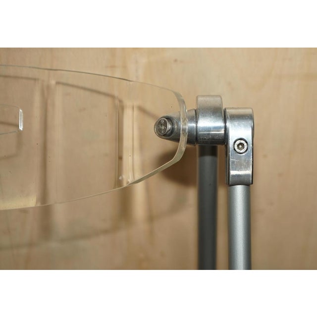 Metal Metal and Acrylic Glass Folding Desk Chair with Swing Back For Sale - Image 7 of 18