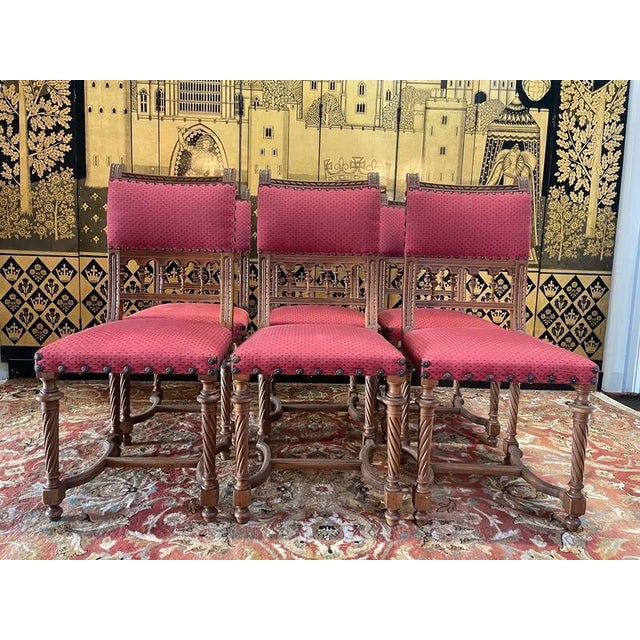 Renaissance Style Carved Walnut Chairs, Set of 6 For Sale - Image 10 of 10