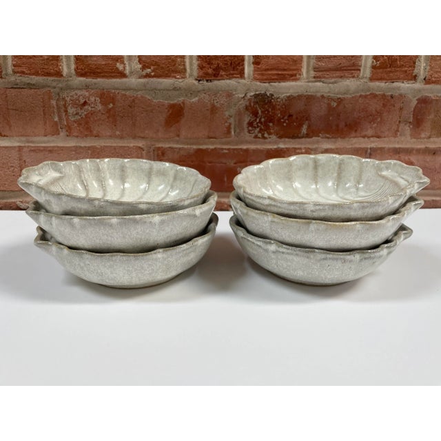 Late 20th Century Scallop Shell Shaped Pottery Bowls / Dishes - Set of 6 For Sale - Image 5 of 8