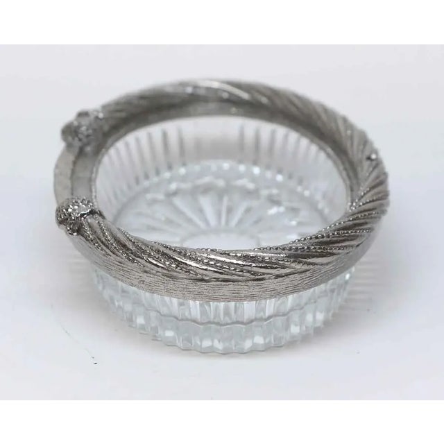 Metal Olde New Stock Nickel Plated Glass Soap Dish For Sale - Image 7 of 11