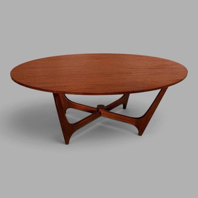 Mid-Century Astro-Inspired Oval Teak Coffee Table For Sale - Image 4 of 7