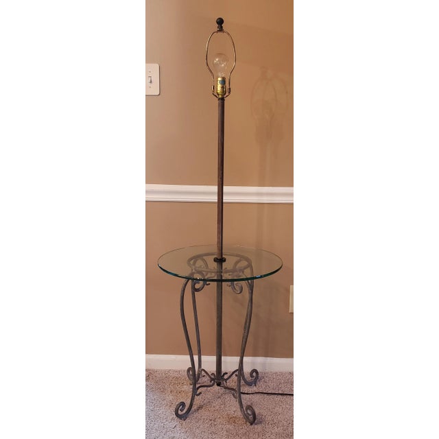 Frederick Cooper Iron Floor Lamp With Glass Table For Sale - Image 10 of 13