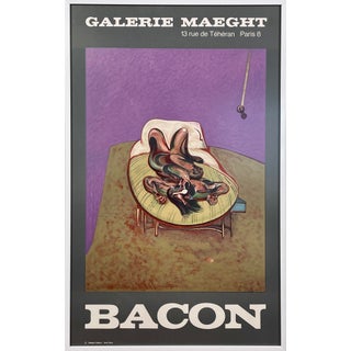 1966 Original Francis Bacon Exhibition Lithograph With “Lying Figure”, Framed For Sale