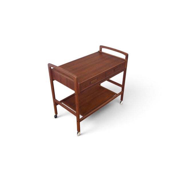 Mid-Century Modern Mid 20th Century Danish Modern Two Drawer Bar Cart in Teak For Sale - Image 3 of 11