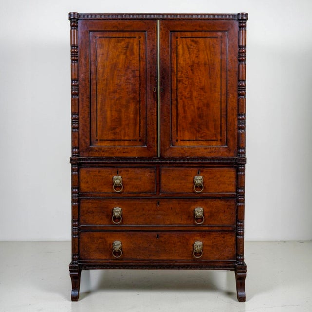 Wood Small Regency Mahogany Linen Press For Sale - Image 7 of 7