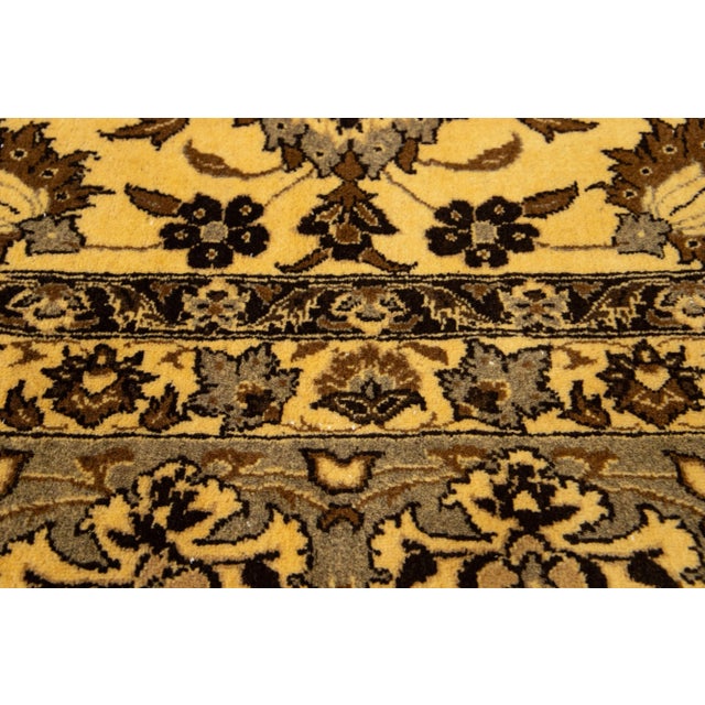 Yellow 7 X 11 Vintage Handmade Tabriz Wool Rug in Yellow With Medallion Design For Sale - Image 8 of 10