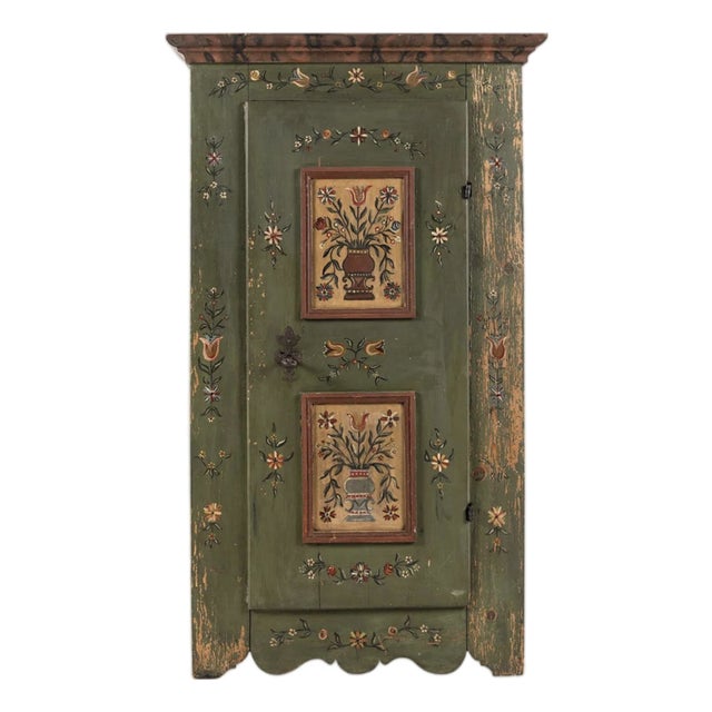 Antique Bavarian Hand-Painted Folk Art Armoire (Schrank) | Late 18th Century For Sale