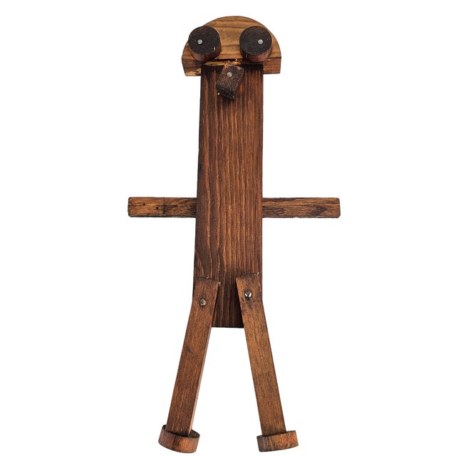 Handmade Outsider Folk Art Wood Plank Wall Figure, Rustic Primitive, 16.5-Inch For Sale - Image 4 of 8