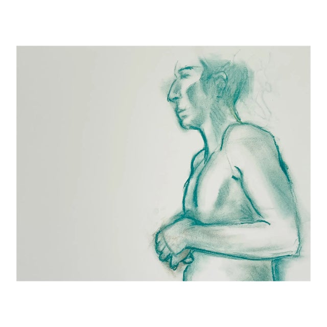 1990s Neil Meitzler Drawing of a Man in Green For Sale