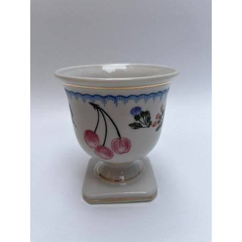 Farmhouse Small Antique Porcelain Footed Cup For Sale - Image 3 of 9