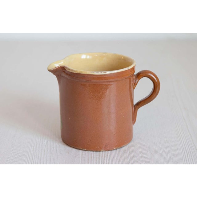 19th Century 19th Century French Redware Pitcher with White Flower Decor For Sale - Image 5 of 7