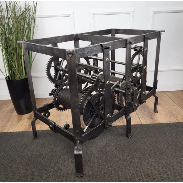 Metal 18th Century Italian Wrought Iron Church Tower Turret Clock Console Side Table For Sale - Image 7 of 10